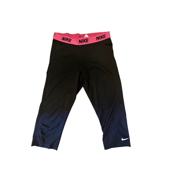 Nike Pants - Nike Athletic Capri Leggings Womens XS Pink Waistband Workout Running